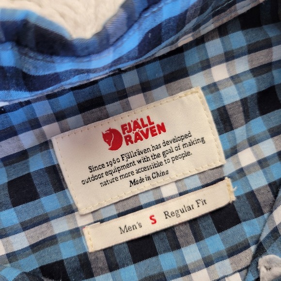 Fjallraven Ovik Shirt Button Up Short Sleeve Men's Small Regular Fit Plaid Blue - Picture 5 of 9